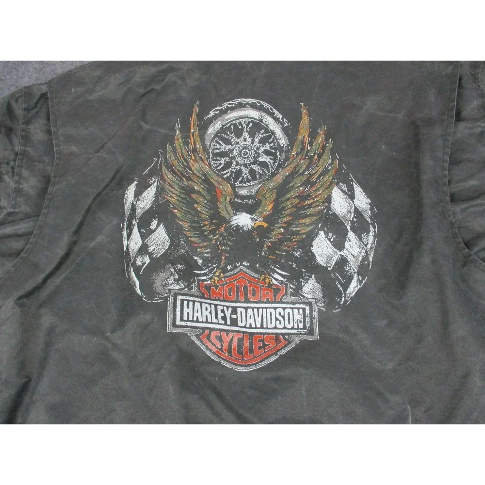 Harley Davidson Jacket Mens Extra Large Gray Eagle Mechanic Bomber Lined Coat